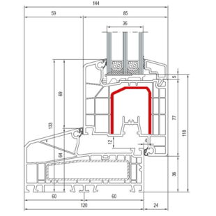 Aluplast IDEAL 7000 NL Terrassentür innen öffnend Classic-Line 133mm - 170x53 - 170x30
