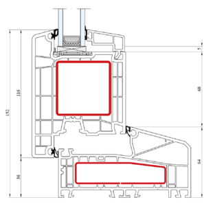 Aluplast IDEAL 7000 NL Tür außen öffnend ohne Umkehrprofil - 170x53 - 170x35
