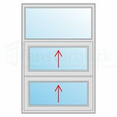 Fenstertyp Vertikalschiebefenster 3-flügelig mit 2 Schiebe-Elementen