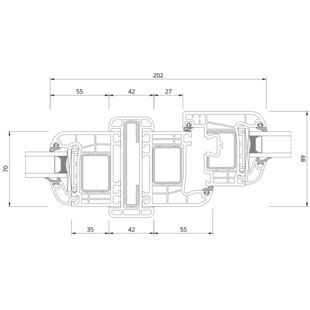 Drutex Iglo Premier Kopplung mit Stahl Fenster Detailzeichnung - 50116 50001 50016