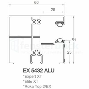 Aufsatzrollladen Aluminium Führungsschiene Exte EX 5432 60mm