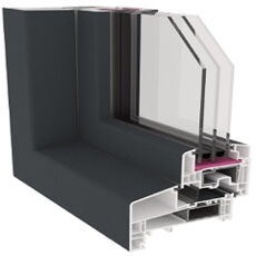 Holzfenster Kunststofffenster S 9000 NL Profil anthrazit - außen