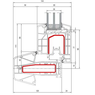 Aluplast IDEAL 7000 NL Pfosten 84mm Terrassentür innen öffnend Classic-Line- 170x57 - 170x30
