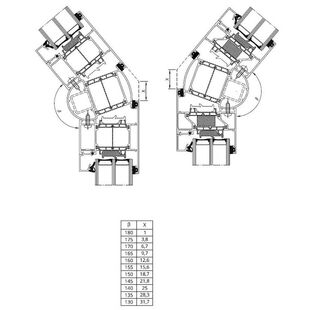 Drutex MB-86SI Eckverbinder Variabel Winkel weit Tabelle