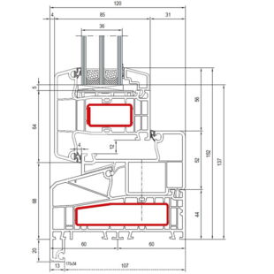 Aluplast IDEAL 7000 NL Fenster außen öffnend Classic-Line 152mm - 170x54 - 170x58 - 170x41