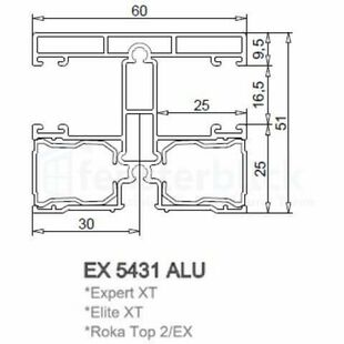 Aufsatzrollladen Aluminium Führungsschiene Exte EX 5431 60mm beidseitig