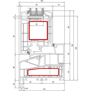 Aluplast IDEAL 7000 NL Tür außen öffnend - 170x54 - 170x58 - 170x35