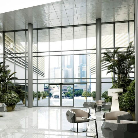 Fensterfront groß Aluminium grau