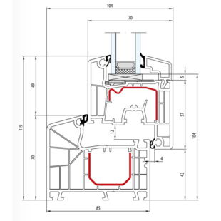 Aluplast IDEAL 4000 85mm Fenster CL 119mm - 140x00 - 140x20