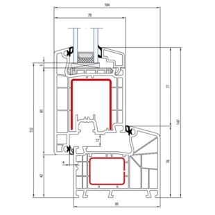 Aluplast IDEAL 4000 85mm Terrassentür aussen öffnend Classic-Line 147mm - 140x00 - 140x31