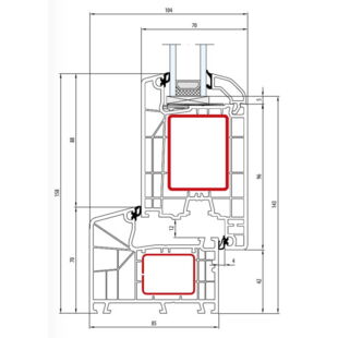 Aluplast IDEAL 4000 85mm Tür innen öffnend Classic-Line 158mm - 140x00 - 140x33