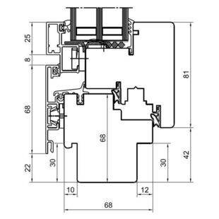 Drutex Duoline 68 Fensterprofil Standardfalz Detailzeichnung