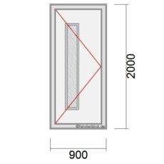 Haustür 90x200 cm mit Dreh-Links Öffnung und Füllung