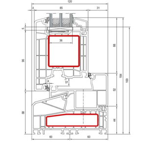 Aluplast IDEAL 7000 NL Tür außen öffnend - 170x53 - 170x58 - 170x35