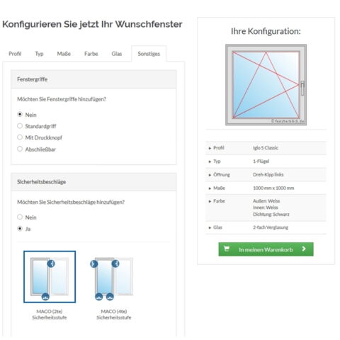 Fensterkonfigurator Beschlag