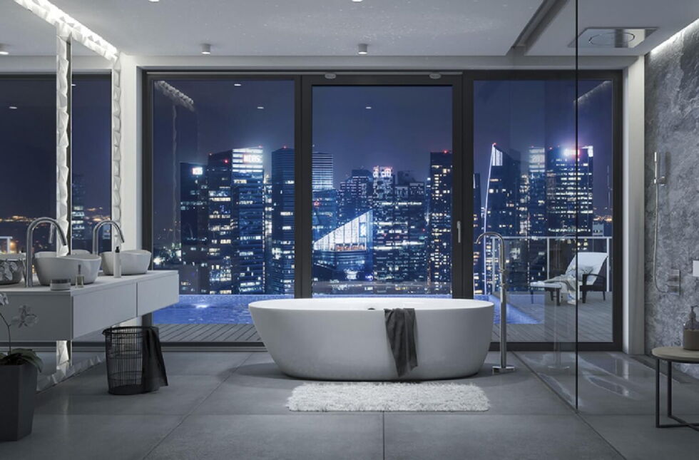 Bdezimmer mit Alu Parallel-Schiebe-Kipp-Tür