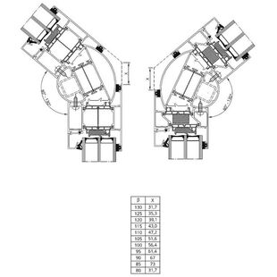 Drutex MB-86SI Eckverbinder Variabel Winkel schmal Tabelle