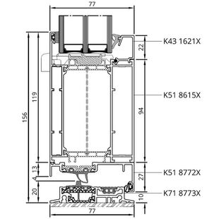Drutex MB-86SI Tür nach innen Schwelle Detailzeichnung