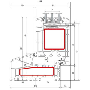 Aluplast IDEAL 7000 NL Tür innen öffnend Classic-Line 152mm - 170x53 - 170x33