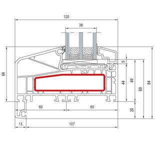 Aluplast IDEAL 7000 NL Festverglasung Bautiefe 120mm Flosse 20mm - 170x54