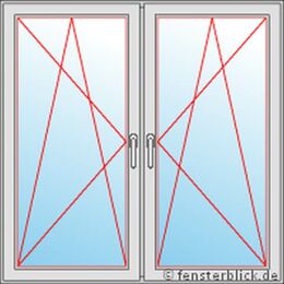 Zweiflügelige Fenster technische Zeichnung