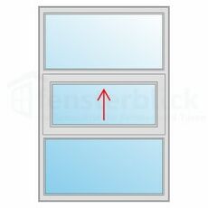 Fenstertyp Vertikalschiebefenster 3-flügelig mit einem Schiebe-Element mittig