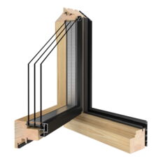 Holz-Alu-Fenster Duoline-Profil geöffnet