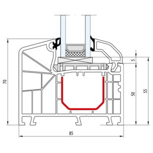 Aluplast IDEAL 4000 85mm Festverglasung 70mm - 140x00