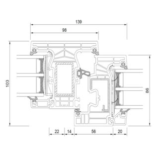 Drutex Iglo Edge - 80021-80013 - Pfosten 98mm Fenster Dreh-Kipp + Fest