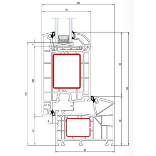 Aluplast IDEAL 4000 85mm Tür aussen öffnend Classic-Line 147mm - 140x00 - 140x35