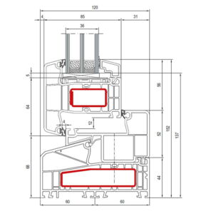 Aluplast IDEAL 7000 NL Fenster außen öffnend Classic-Line 152mm - 170x53 - 170x58 - 170x41