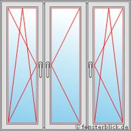 Dreiflügelige Fenster technische Zeichnung