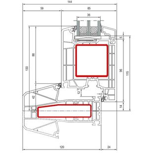 Aluplast IDEAL 7000 NL Pfosten 84mm Tür innen öffnend Classic-Line- 170x57 - 170x33