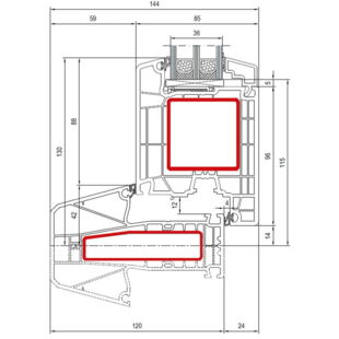 Aluplast IDEAL 7000 NL Pfosten 84mm Tür innen öffnend Classic-Line- 170x57 - 170x33