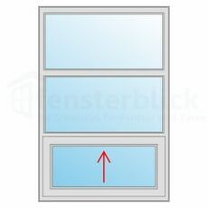 Fenstertyp Vertikalschiebefenster 3 flügelig mit einem Schiebe-Element