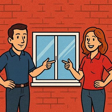 Fenster-Vergleich blau rot