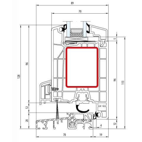 Kunststoff Haustür Profil Aluplast IDEAL 4000 Technische Details