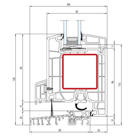 Kunststoff Haustür Profil Aluplast IDEAL 7000 Technische Details