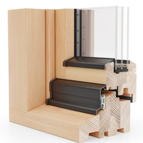 Holzfenster Nature 80 NL Blockprofil - außen