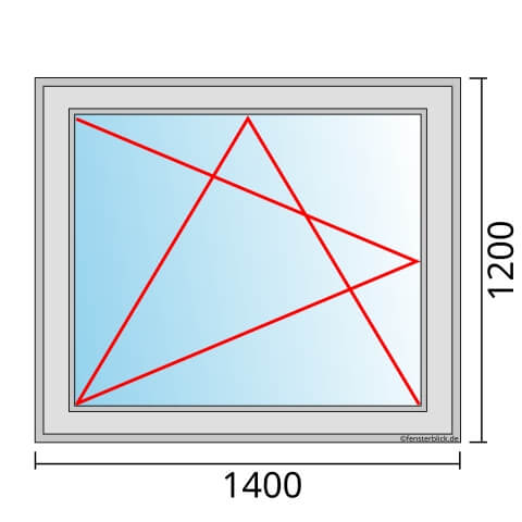 Einflügeliges Fenster 140x120 cm mit Dreh-Kipp-Links Öffnung
