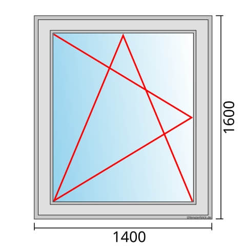 Einflügeliges Fenster 140x160 cm mit Dreh-Kipp-Links Öffnung