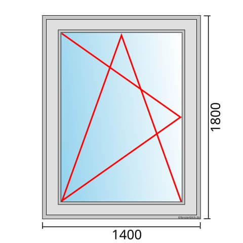 Einflügeliges Fenster 140x180 cm mit Dreh-Kipp-Links Öffnung