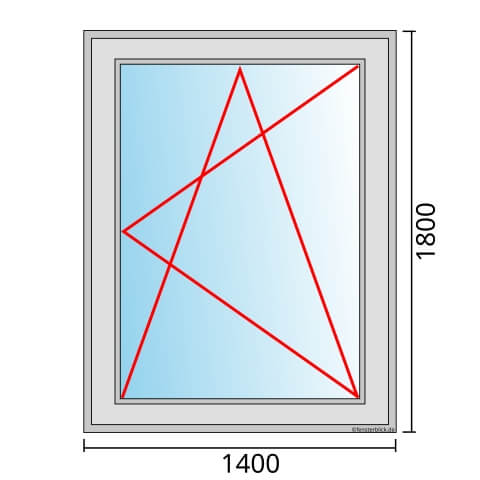 Einflügeliges Fenster 140x180 cm mit Dreh-Kipp-Rechts Öffnung