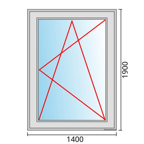 Einflügeliges Fenster 140x190 cm mit Dreh-Kipp-Rechts Öffnung