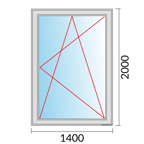 Einflügeliges Fenster 140x200 cm mit Dreh-Kipp-Rechts Öffnung