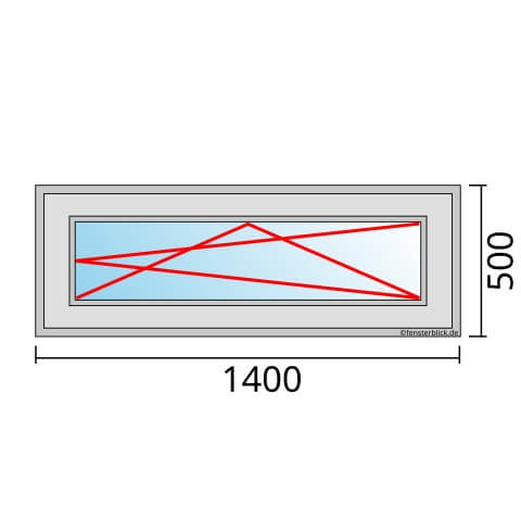 Einflügeliges Fenster 140x50 cm mit Dreh-Kipp-Rechts Öffnung