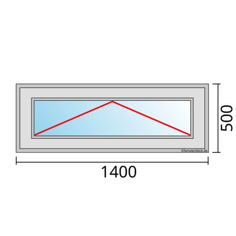 Einflügeliges Fenster 140x50 cm mit Kipp Öffnung