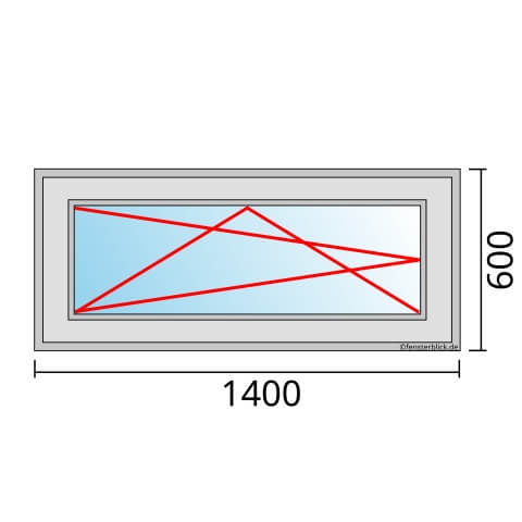 Einflügeliges Fenster 140x60 cm mit Dreh-Kipp-Links Öffnung