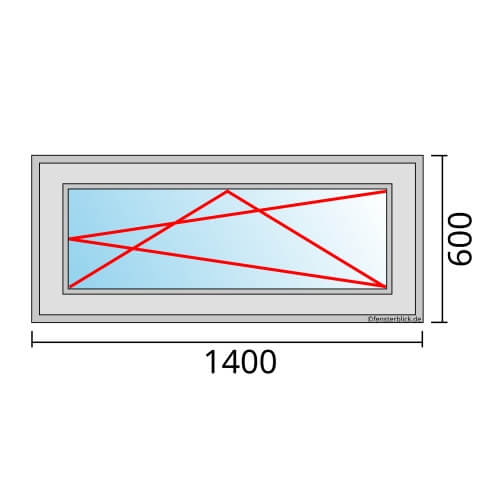Einflügeliges Fenster 140x60 cm mit Dreh-Kipp-Rechts Öffnung