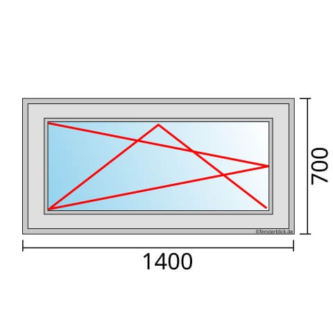 Einflügeliges Fenster 140x70 cm mit Dreh-Kipp-Links Öffnung